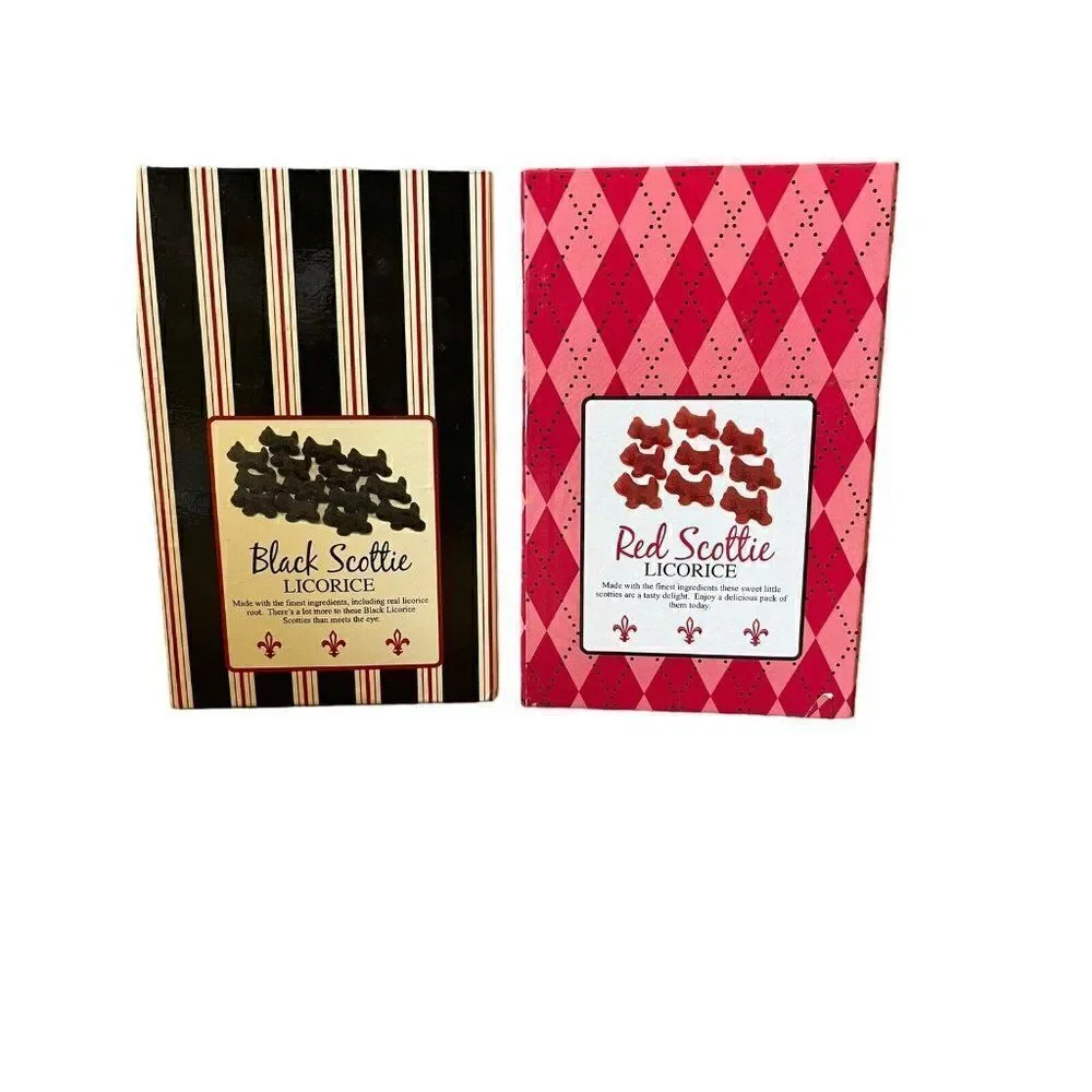 Scottish Terrier Licorice Box Only Black and Red Scottie Dog Lot 2 Decorative